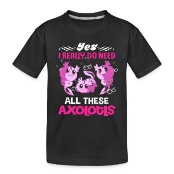 Axolotl Reptile Salamandre Aquarium Kawaii Lurch - T-shirt bio Premium Enfant - noir - Devant