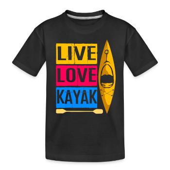 Canoe canoeing kayak kayaker white water rudder - Kids' Premium Organic T-Shirt - black - Front