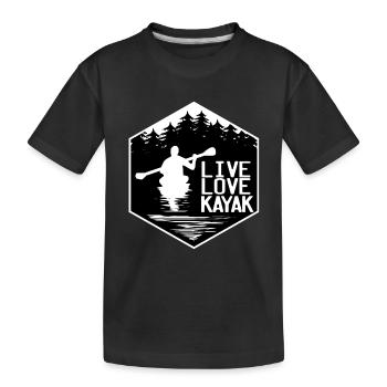 Canoe canoeing kayak kayaker white water rudder - Kids' Premium Organic T-Shirt - black - Front