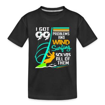 Windsurf Windsurfen Windsurfing Wassersport Surf - Kinder Premium Bio T-Shirt - Schwarz - Vorne