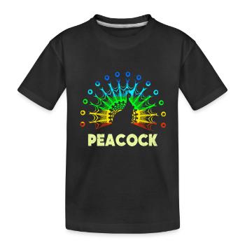 Pfau - Kinder Premium Bio T-Shirt - Schwarz - Vorne