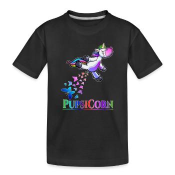 Lustiges Pupsen Einhorn Geschenk Unicorn Pupsicorn - Kinder Premium Bio T-Shirt - Schwarz - Vorne