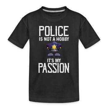 Polizei Passion Sheriff Abzeichen - Kinder Premium Bio T-Shirt - Schwarz - Vorne