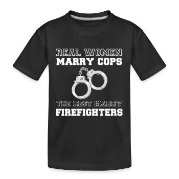 Women marry cops handcuffs Police - Kids' Premium Organic T-Shirt - black - Front