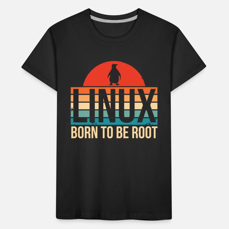 Linux né pour être Root Penguin Nerd Coding Geek T-shirt bio Premium Enfant