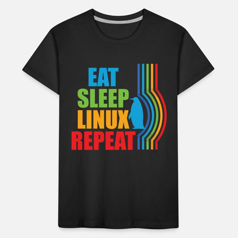 Eat Sleep Linux Repeat Retro Penguin Nerd Geek Kids' Premium Organic T-Shirt