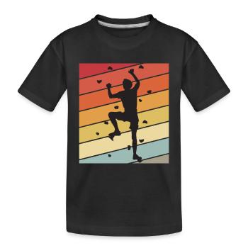 Climbing Wall Retro Bouldering Climbing Mountains - Kids' Premium Organic T-Shirt - black - Front