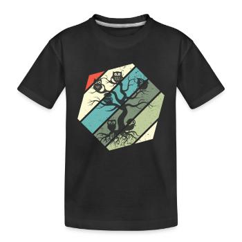 Hibou arbre généalogique Hiboux nocturnes - T-shirt bio Premium Enfant - noir - Devant