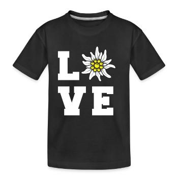 Edelweiß LOVE Alpen Berge Alpen-Edelweiß Wandern - Kinder Premium Bio T-Shirt - Schwarz - Vorne