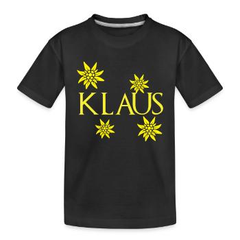 Klaus Edelweiß Alpen Wandern Berge Schnee - Kinder Premium Bio T-Shirt - Schwarz - Vorne