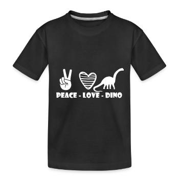 Peace Love et Dinos Dinosaures du Crétacé - T-shirt bio Premium Enfant - noir - Devant
