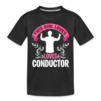 Girl loves conductor conducting with baton - Kids' Premium Organic T-Shirt - black - Front