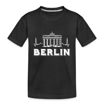 Berlin Herzschlag Brandenburger Tor Deutschland - Kinder Premium Bio T-Shirt - Schwarz - Vorne