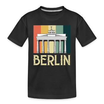 Berlin Vintage Brandenburger Tor Deutschland - Kinder Premium Bio T-Shirt - Schwarz - Vorne