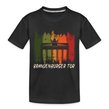 Brandenburger Tor Retro Berlin Deutschland - Kinder Premium Bio T-Shirt - Schwarz - Vorne