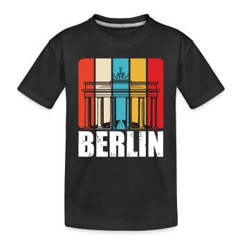 Berlin Retro Vintage Brandenburger Tor Deutsch - Kinder Premium Bio T-Shirt - Schwarz - Vorne