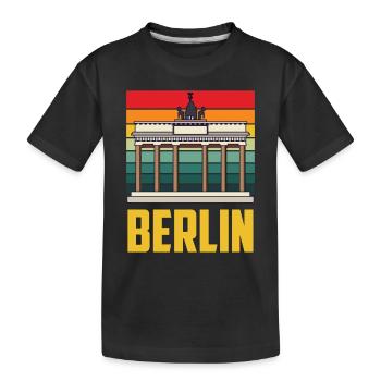 Berlin Brandenburger Tor Retro Deutsch - Kinder Premium Bio T-Shirt - Schwarz - Vorne