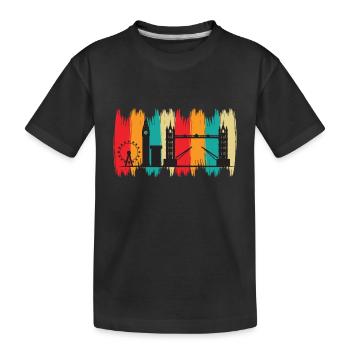 Tower Bridge London Retro Big Ben Riesenrad UK - Kinder Premium Bio T-Shirt - Schwarz - Vorne