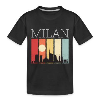 Milan Moon Skyline Retro Milan Cathedral - Kids' Premium Organic T-Shirt - black - Front