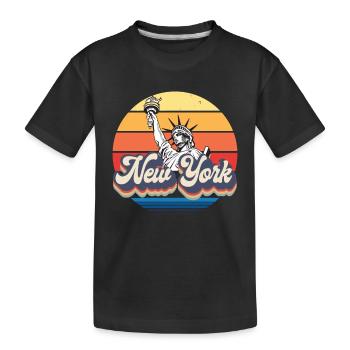 New York Retro Freiheitsstatue Skyline Big Apple - Kinder Premium Bio T-Shirt - Schwarz - Vorne
