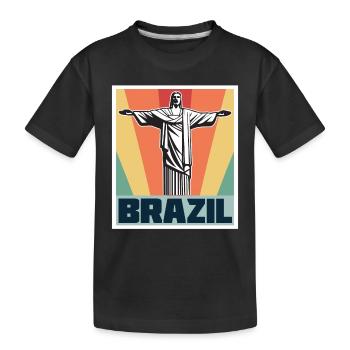 Brazil Retro Cristo Redentor Christ the Redeemer Statue Rio - Kids' Premium Organic T-Shirt - black - Front