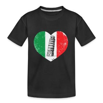 Pisa Italy Heart Leaning Tower Tuscany Florence - Kids' Premium Organic T-Shirt - black - Front
