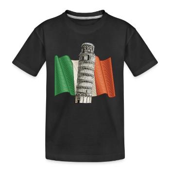 Leaning Tower of Pisa Italy Flag Tuscany - Kids' Premium Organic T-Shirt - black - Front