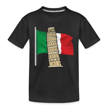 Italy flag with leaning tower of Pisa - Kids' Premium Organic T-Shirt - black - Front