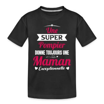 Super pompier maman sapeur pompier future mère - T-shirt bio Premium Enfant - noir - Devant