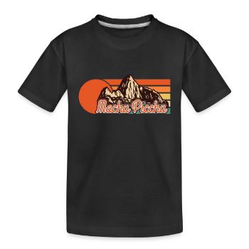 Machu Picchu Berg Ruine Inka Peru Südamerika - Kinder Premium Bio T-Shirt - Schwarz - Vorne
