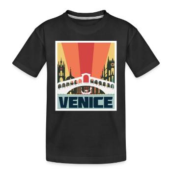 Venedig Brücke Italien Gotik Canal Grande Gondel - Kinder Premium Bio T-Shirt - Schwarz - Vorne