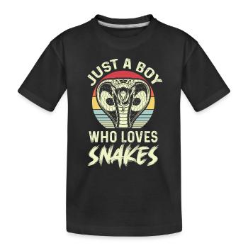 Boy loves snake cobra snake boa - Kids' Premium Organic T-Shirt - black - Front