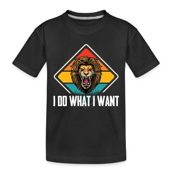 Löwengesicht Safari Mähne Savanne Afrika - Kinder Premium Bio T-Shirt - Schwarz - Vorne