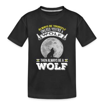 Wolf Wolfsrudel Vollmond heulen Wölfe - Kinder Premium Bio T-Shirt - Schwarz - Vorne