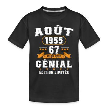 67 Ans Anniversaire Vintage Né(e) en Août 1955 - T-shirt bio Premium Enfant - noir - Devant