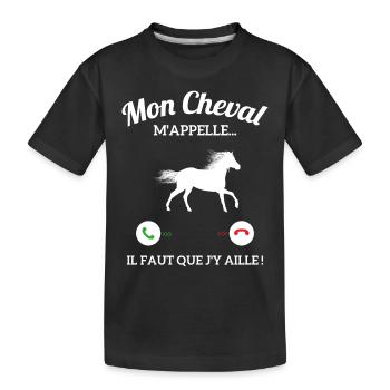 Mon Cheval M'appelle Il Faut Que J'y Aille - T-shirt bio Premium Enfant - noir - Devant
