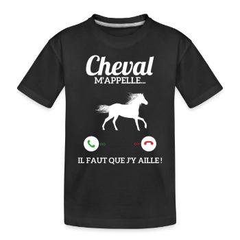 Mon Cheval M'appelle Il Faut Que J'y Aille - T-shirt bio Premium Enfant - noir - Devant