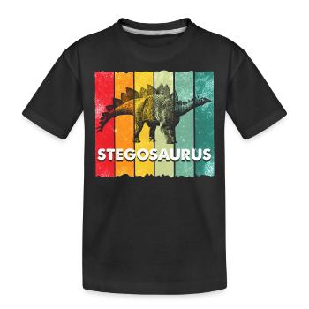 Stegosaurus Dinosaurier - Kinder Premium Bio T-Shirt - Schwarz - Vorne