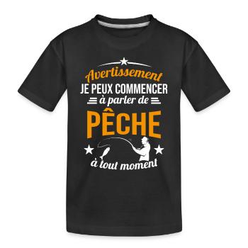 Parler de Pêche à Tout Moment Cadeau Pêcheur - T-shirt bio Premium Enfant - noir - Devant
