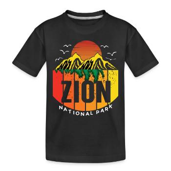 Zion National Park Utah Canyon Souvenir Hiking Cam - Kids' Premium Organic T-Shirt - black - Front