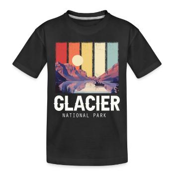 Glacier National Park Souvenir Montana Lake and Mountain - Kids' Premium Organic T-Shirt - black - Front