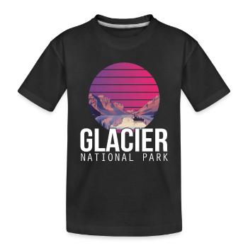 Montana National Park Glacier Souvenir Lake and Mountain - Kids' Premium Organic T-Shirt - black - Front