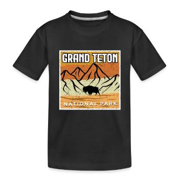 Montagnes du parc national de Grand Teton Buffalo Wyoming - T-shirt bio Premium Enfant - noir - Devant