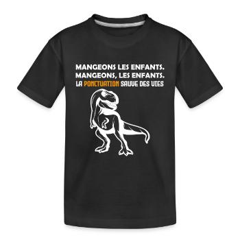 dinosaure. Mangeons, les enfants. - T-shirt bio Premium Enfant - noir - Devant