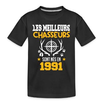 Chasseur | Anniversaire chasseur 1991 - T-shirt bio Premium Enfant - noir - Devant