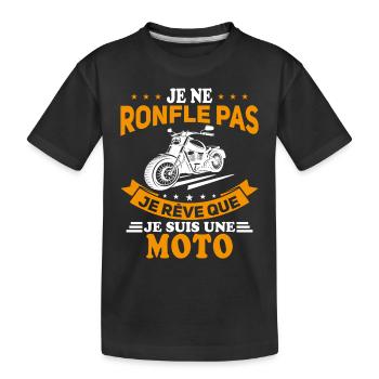 Je Ne Ronfle Pas Je Rêve Que Je Suis Une Moto - T-shirt bio Premium Enfant - noir - Devant