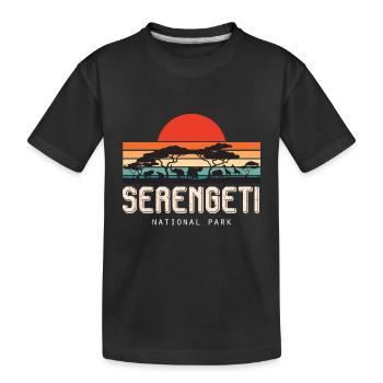 Safari Rétro Parc national du Serengeti Lever du soleil - T-shirt bio Premium Enfant - noir - Devant