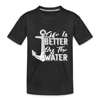 La vie est sur l’eau-ancre-proverbe-chercher-chercher - T-shirt bio Premium Enfant - noir - Devant