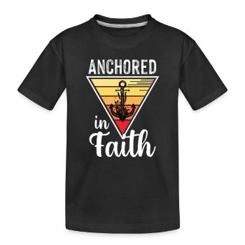 Verankert im Glauben-Seeseemann-Andenken-Anker - Kinder Premium Bio T-Shirt - Schwarz - Vorne