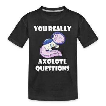 Astronaut Axolotl Lustiges Galaxie-Sonnensystem-Ra - Kinder Premium Bio T-Shirt - Schwarz - Vorne